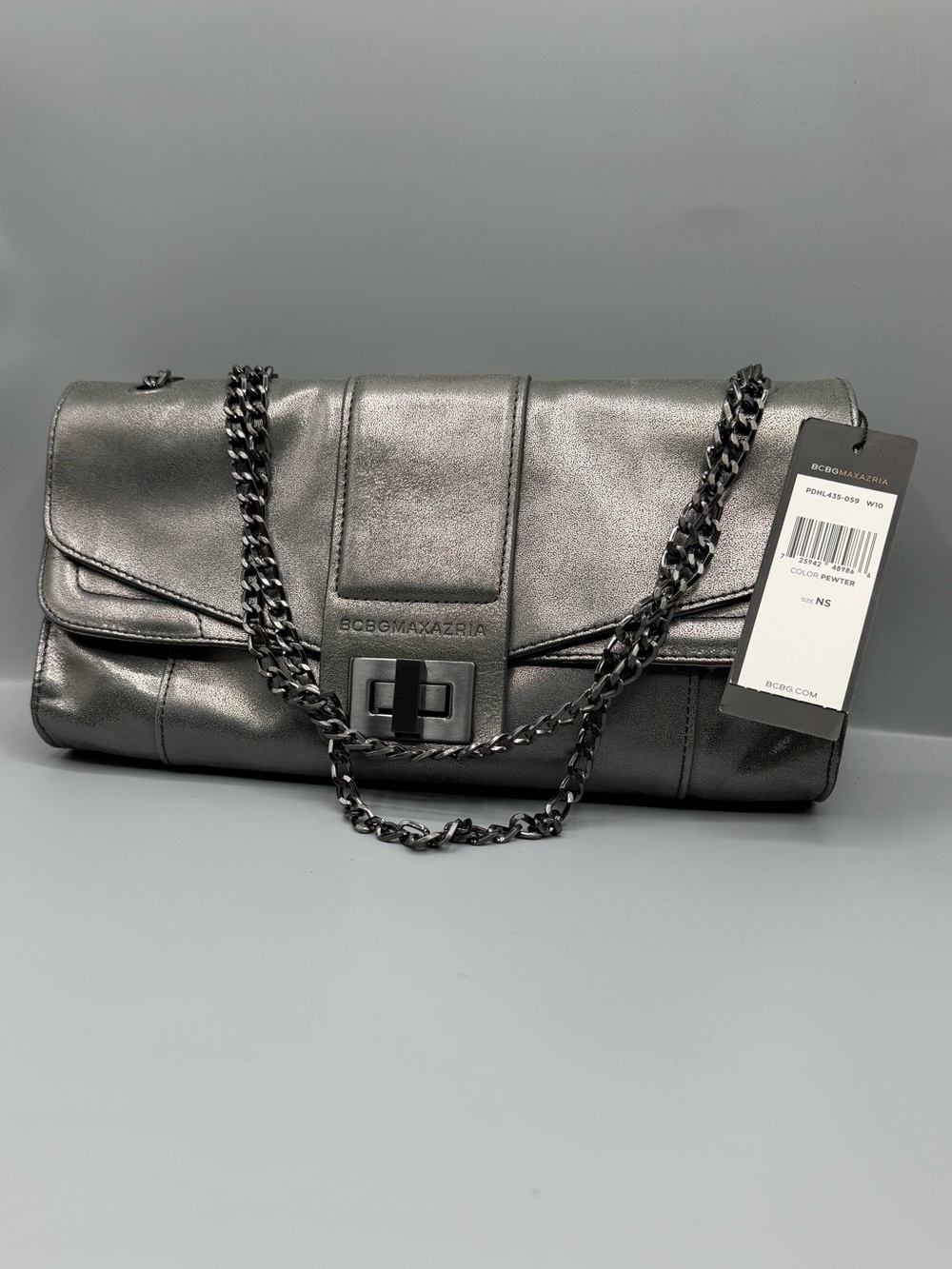 BCBGMaxAzria Metallic Silver Chain Shoulder Bag